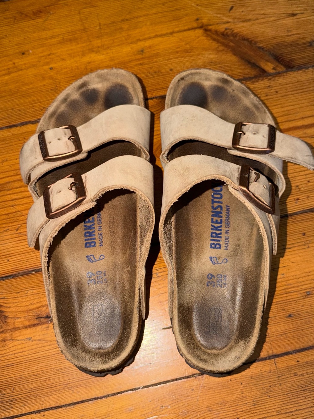 Birkenstock Leather Arizona Tobacco Two-Strap Sandals